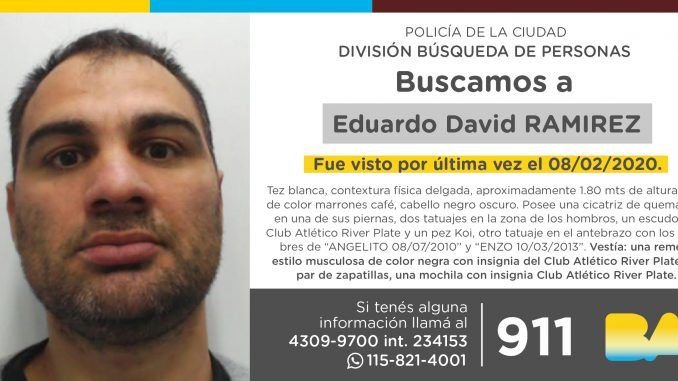 La Policía de la Ciudad solicita colaboración en la búsqueda de Eduardo David Ramírez