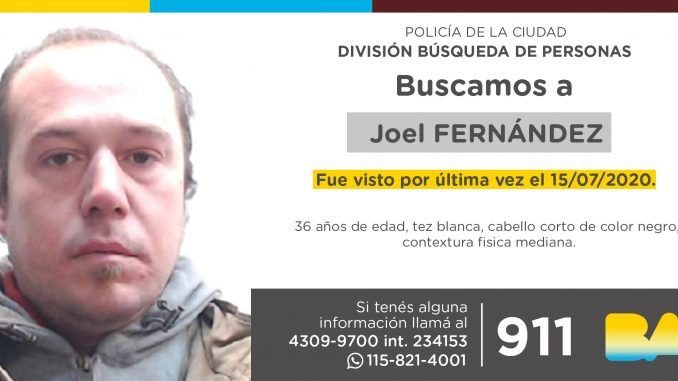 La Policía de la Ciudad solicita colaboración en la búsqueda de Joel Fernández